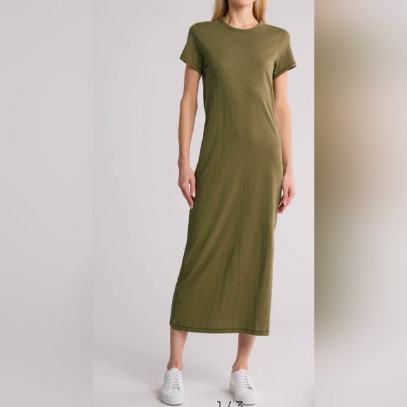 Rag Bone • Short Sleeve Pima Cotton Maxi Dress in Olive